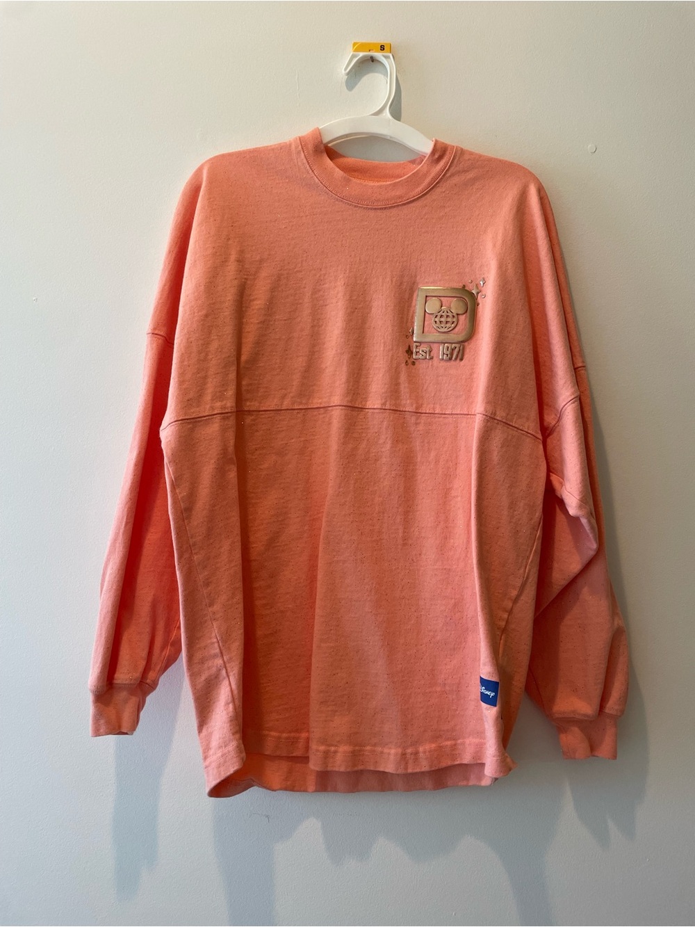 Disney 2024 Orange Glitter Cotton Spirit Jersey Long Sleeve Size XS